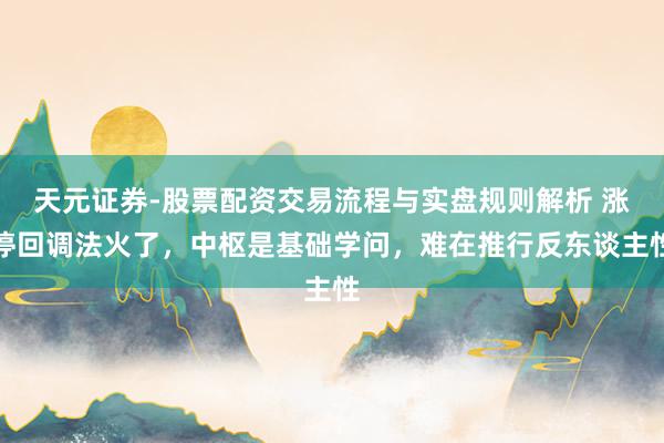 天元证券-股票配资交易流程与实盘规则解析 涨停回调法火了，中枢是基础学问，难在推行反东谈主性